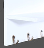 Sheesham Wood Floating Wall Shelf with Key Holder in White colour
