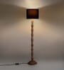 Distress White Floor Lamp With Black Cotton Shade