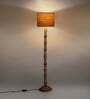 Distress White Floor Lamp With Brown Jute Shade