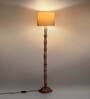 Distress White Floor Lamp With White Cotton Shade