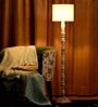 Distress White Floor Lamp With White Cotton Shade