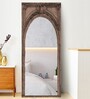 Distressed Brown Solid Mango Wood Victorian Arched Floor Mirror