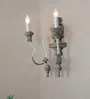 Distressed Grey Wood Candelabra Double Wall Sconce