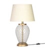 Divine Trends Diamond Cut Glass Table Lamp Brass Antique Finish 19 Inches Height With Off White 12 Inches Diameter Lampshade