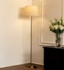 Divine Trends Floor Lamp Standing Modern Brass Antique Finish 5ft Height with 16 inches Off White Lampshade