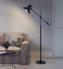 Divine Trends Modern Reading Task Floor Lamp Standing Focused Light Adjustable Height and Moveable Black Polished Dome Shade