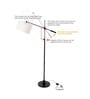 Divine Trends Modern Reading Task Floor Lamp Standing Focused Light Adjustable Height and Moveable Black Polished Dome Shade