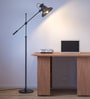 Divine Trends Modern Reading Task Floor Lamp Standing Focused Light Adjustable Height and Moveable Black Polished Dome Shade