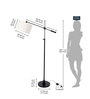 Divine Trends Modern Reading Task Floor Lamp Standing Focused Light Adjustable Height and Moveable Black Polished Dome Shade