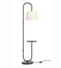 Divine Trends Modern Shelf Floor Lamp Standing Black Polished 5ft Height with Shelf Diameter 10 Inches and Off White Lampshade
