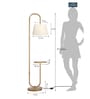Divine Trends Modern Shelf Floor Lamp Standing Brass Antique Finish 5ft Height with Shelf Diameter 10 Inches and Off White Lampshade