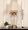 Divine Trends Royal Brass Antique Finish And Diamond Cut Glass Table Lamp 26 Inches Height With Off White Bell 14 Inches Diameter Lampshade