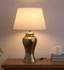 Divine Trends Royal Brass Antique Gold Finish Table Lamp 23 Inches Height With Off White 14 Inches Diameter Lampshade