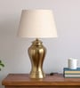 Divine Trends Royal Brass Antique Gold Finish Table Lamp 23 Inches Height With Off White 14 Inches Diameter Lampshade