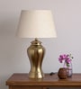 Divine Trends Royal Brass Antique Gold Finish Table Lamp 23 Inches Height With Off White 14 Inches Diameter Lampshade