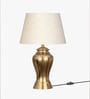 Divine Trends Royal Brass Antique Gold Finish Table Lamp 23 Inches Height With Off White 14 Inches Diameter Lampshade