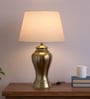 Divine Trends Royal Brass Antique Gold Finish Table Lamp 23 Inches Height With Off White 14 Inches Diameter Lampshade