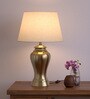 Divine Trends Royal Brass Antique Gold Finish Table Lamp 23 Inches Height With Off White 14 Inches Diameter Lampshade