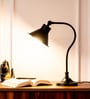 Divine Trends Study Desk Office Reading Curved Black Polished Table Lamp with Adjustable Head Shade