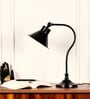 Divine Trends Study Desk Office Reading Curved Black Polished Table Lamp with Adjustable Head Shade