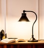 Divine Trends Study Desk Office Reading Curved Black Polished Table Lamp with Adjustable Head Shade
