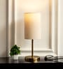 Divine Trends Table Lamp Antique Brass Finish 19 inches Height with Off White Cylinder Lampshade