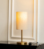 Divine Trends Table Lamp Antique Brass Finish 19 inches Height with Off White Cylinder Lampshade