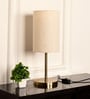 Divine Trends Table Lamp Antique Brass Finish 19 inches Height with Off White Cylinder Lampshade