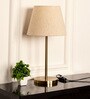Divine Trends Table Lamp Antique Brass Finish 19 inches Height with Off White Lampshade 10" Diameter