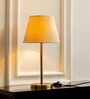 Divine Trends Table Lamp Antique Brass Finish 19 inches Height with Off White Lampshade 10" Diameter