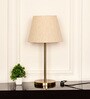 Divine Trends Table Lamp Antique Brass Finish 19 inches Height with Off White Lampshade 10" Diameter