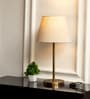 Divine Trends Table Lamp Antique Brass Finish 19 inches Height with Off White Lampshade 10" Diameter