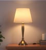 Divine Trends Table Lamp Brass Antique Gold Finish 19 inches Height with Off White 10 inches Diameter Lampshade