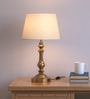 Divine Trends Table Lamp Brass Antique Gold Finish 21 inches Height with Off White 12 inches Diameter Lampshade
