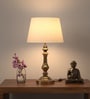 Divine Trends Table Lamp Brass Antique Gold Finish 21 inches Height with Off White 12 inches Diameter Lampshade