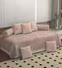 Pink 250 Tc Cotton Bedsheet With 2 Booster Covers And 5 Cushion Covers