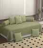 Green 250 Tc Cotton Bedsheet With 2 Booster Covers And 5 Cushion Covers
