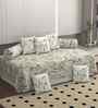 Beige 250 Tc Cotton Bedsheet With 2 Booster Covers And 5 Cushion Covers