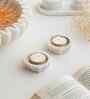 White Marble Lotus Diya (Set Of 2)