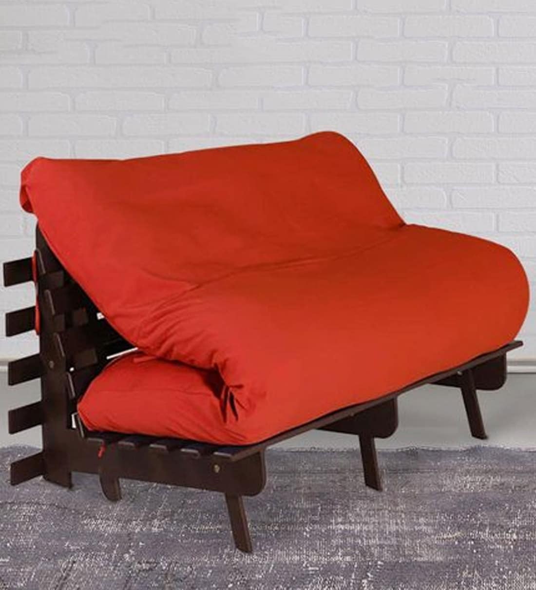 Buy Double Futon with Mattress in Orange Colour by Auspicious Home Online Double Futons
