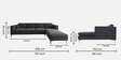 Dona Velvet Lhs Sectional Sofa (3 + Lounger) In Carbon Grey Colour