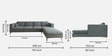 Dona Velvet Lhs Sectional Sofa (3 + Lounger) In Cool Grey Colour