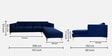Dona Velvet Lhs Sectional Sofa (3 + Lounger) In Midnight Blue Colour