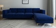 Dona Velvet Lhs Sectional Sofa (3 + Lounger) In Midnight Blue Colour