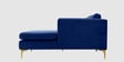 Dona Velvet Lhs Sectional Sofa (3 + Lounger) In Midnight Blue Colour