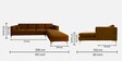 Dona Velvet Lhs Sectional Sofa (3 + Lounger) In Rust Colour