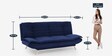 Double Solid Wood & Metal Convertible Sofa Cum Bed in Ink Blue Colour