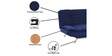 Double Solid Wood & Metal Convertible Sofa Cum Bed in Ink Blue Colour