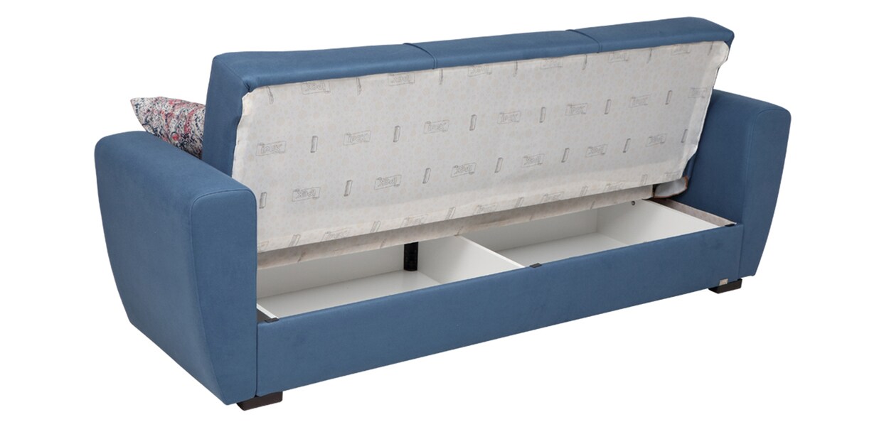 Buy Dolce Sofa Cum Bed with Storage in Blue Colour by Evok Online