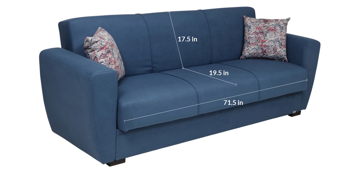 Buy Dolce Sofa Cum Bed with Storage in Blue Colour by Evok Online